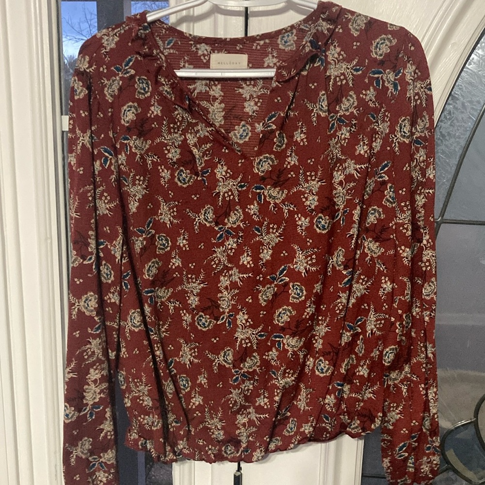 Women's Floral Top - Burgundy